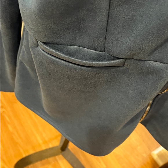 😍 SHOW SPECIAL -CLARON QI SANG Blue Suede-look Front Zipper Jacket Plus Size  XL - Picture 4 of 11